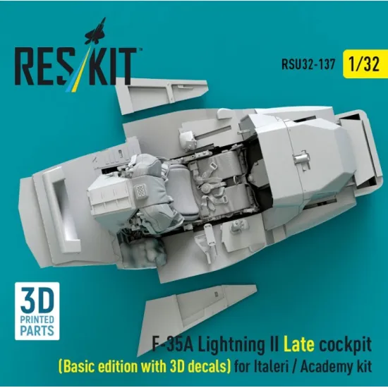 Reskit Rsu32-0137 1/32 F-35a Lightning Ii Late Cockpit Basic Edition With 3d Decals For Italeri / Academy Kit 3d Printed