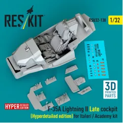 Reskit Rsu32-0138 1/32 F-35a Lightning Ii Late Cockpit Hyperdetailed Edition For Italeri / Academy Kit 3d Printed
