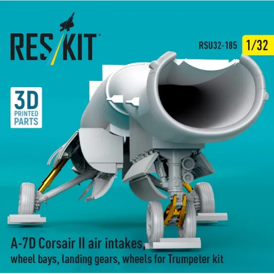 Reskit Rsu32-0185 1/32 A-7d Corsair Ii Air Intakes Wheel Bays Landing Gears Wheels For Trumpeter Kit 3d Printed