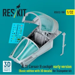 Reskit Rsu32-0188 1/32 A-7e Corsair Ii Early Cockpit Basic Edition With 3d Decals For Trumpeter Kit 3d Printed