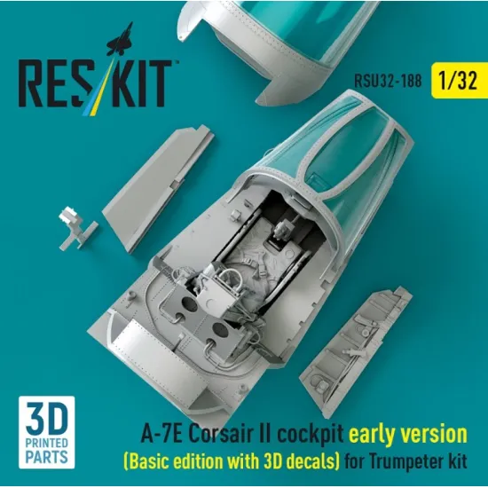 Reskit Rsu32-0188 1/32 A-7e Corsair Ii Early Cockpit Basic Edition With 3d Decals For Trumpeter Kit 3d Printed