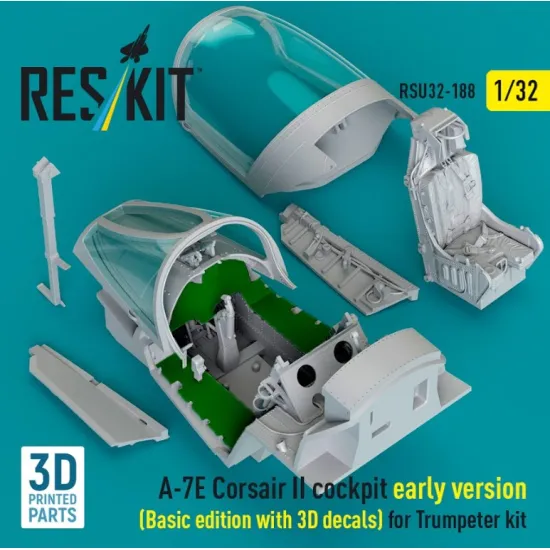 Reskit Rsu32-0188 1/32 A-7e Corsair Ii Early Cockpit Basic Edition With 3d Decals For Trumpeter Kit 3d Printed