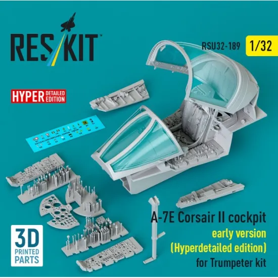 Reskit Rsu32-0189 1/32 A-7e Corsair Ii Early Cockpit Hyperdetailed Edition For Trumpeter Kit 3d Printed