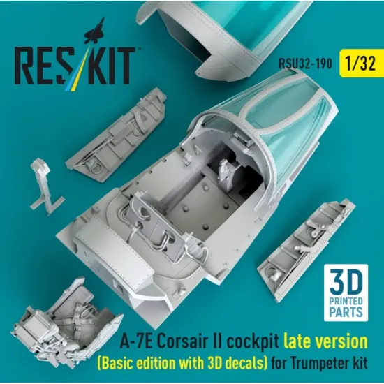 Reskit Rsu32-0190 1/32 A-7e Corsair Ii Late Cockpit Basic Edition With 3d Decals For Trumpeter Kit 3d Printed