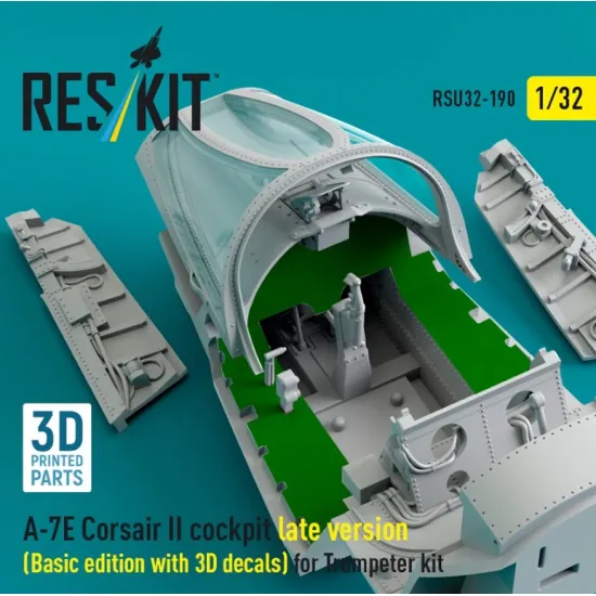 Reskit Rsu32-0190 1/32 A-7e Corsair Ii Late Cockpit Basic Edition With 3d Decals For Trumpeter Kit 3d Printed