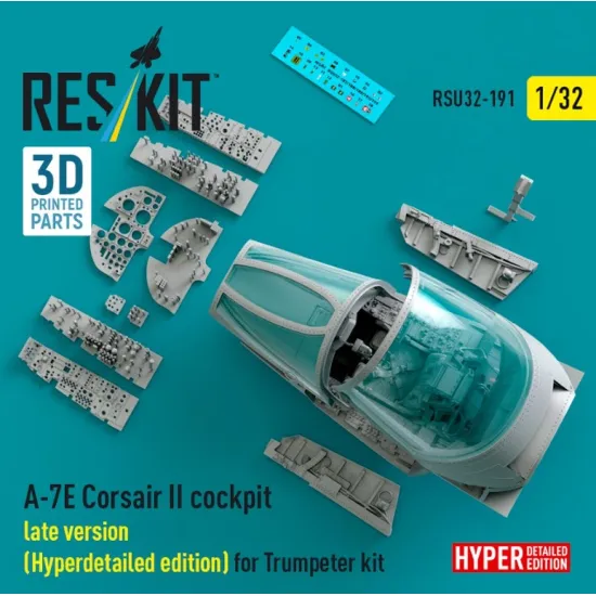 Reskit Rsu32-0191 1/32 A-7e Corsair Ii Late Cockpit Hyperdetailed Edition For Trumpeter Kit 3d Printed