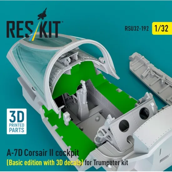 Reskit Rsu32-0192 1/32 A-7d Corsair Ii Cockpit Basic Edition With 3d Decals For Trumpeter Kit 3d Printed