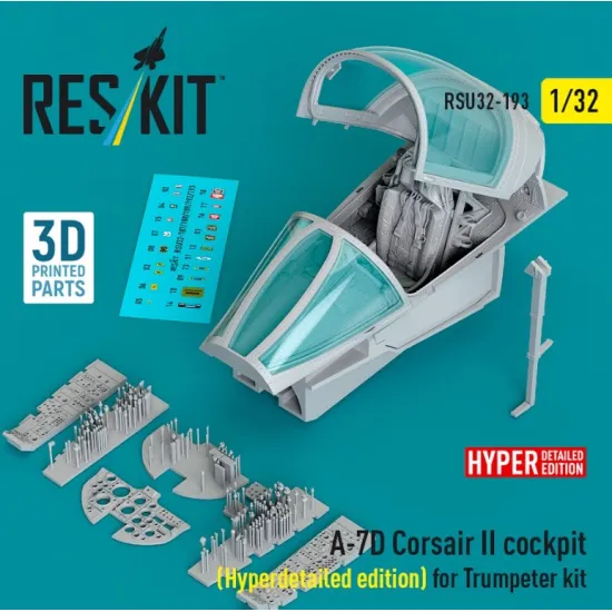 Reskit Rsu32-0193 1/32 A-7d Corsair Ii Cockpit Hyperdetailed Edition For Trumpeter Kit 3d Printed