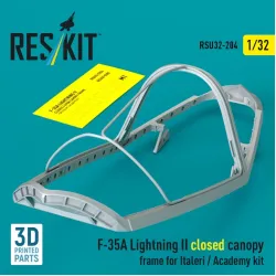 Reskit Rsu32-0204 1/32 F-35A Lightning II closed canopy frame for Italeri / Academy kit 3D Printed