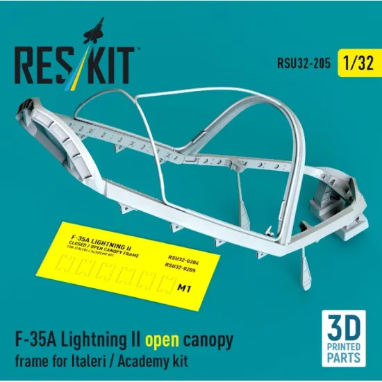 Reskit Rsu32-0205 1/32 F-35A Lightning II open canopy frame for Italeri Academy kit 3D Printed