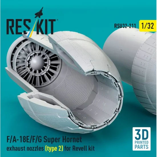 Reskit Rsu32-0211 1/32 F/A-18e/F/G Super Hornet Exhaust Nozzles Type 2 For Revell Kit 3d Printed