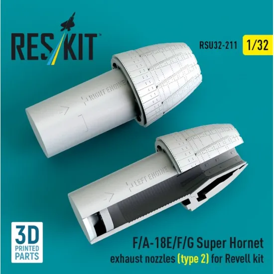 Reskit Rsu32-0211 1/32 F/A-18e/F/G Super Hornet Exhaust Nozzles Type 2 For Revell Kit 3d Printed