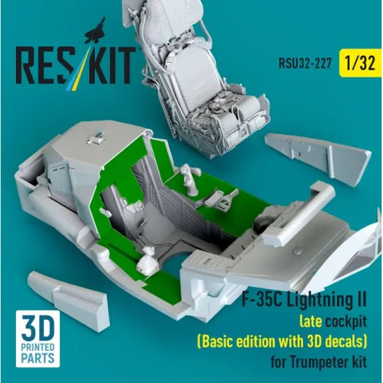Reskit Rsu32-0227 1/32 F-35c Lightning Ii Late Cockpit Basic Edition With 3d Decals For Trumpeter Kit 3d Printed