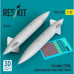 Reskit Rsu32-0236 1/32 Tornado 2250l Underwing Fuel Tanks Raf Rsaf 2 Pcs 3d Printed