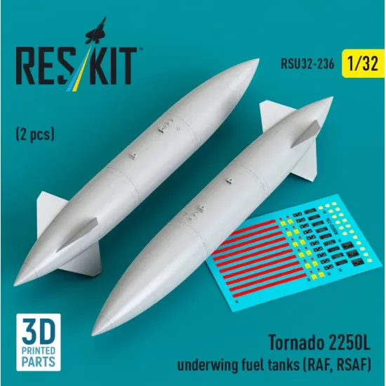 Reskit Rsu32-0236 1/32 Tornado 2250l Underwing Fuel Tanks Raf Rsaf 2 Pcs 3d Printed