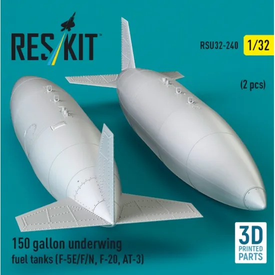 Reskit Rsu32-0240 1/32 150 Gallon Underwing Fuel Tanks F-5e F N F-20, At-3 2 Pcs 3d Printed
