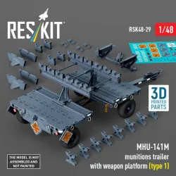 Reskit Rsk48-0029 1/48 Mhu-141m Munitions Trailer With Weapon Platform Type 1 3d Printed Model Kit