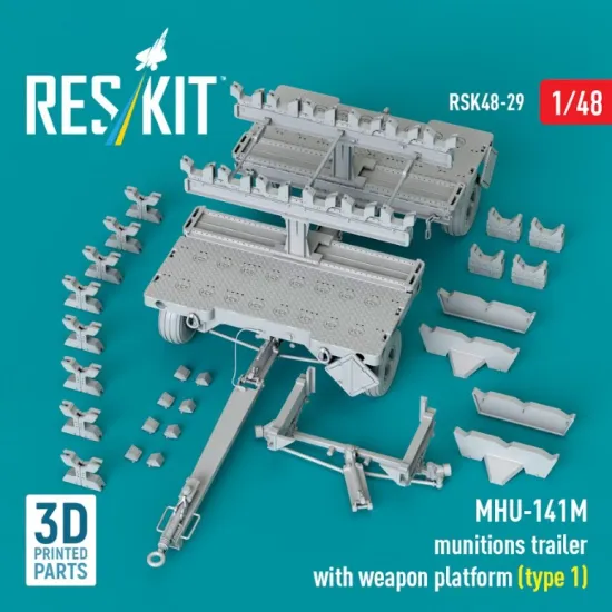 Reskit Rsk48-0029 1/48 Mhu-141m Munitions Trailer With Weapon Platform Type 1 3d Printed Model Kit