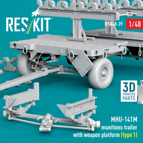 Reskit Rsk48-0029 1/48 Mhu-141m Munitions Trailer With Weapon Platform Type 1 3d Printed Model Kit