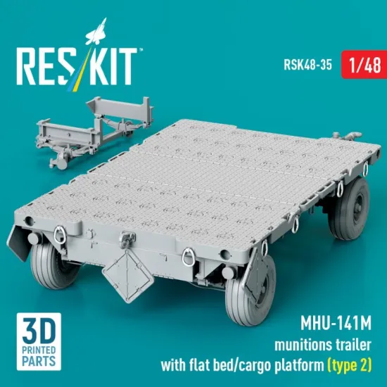 Reskit Rsk48-0035 1/48 Mhu-141m Munitions Trailer With Flat Bed/Cargo Platform Type 2 3d Printed Model Kit