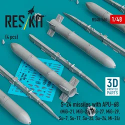 Reskit Rs48-0566 1/48 S-24 Missiles With Apu-68 4 Pcs Mig-21 Mig-23 Mig-27 Mig-29 Su-7 Su-17 Su-25 Su-24 Mi-24 3d Printed