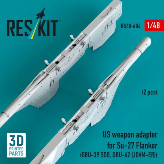 Reskit Rs48-0604 1/48 Us Weapon Adapter For Su-27 Flanker 2 Pcs Gbu-39 Sdb Gbu-62 Jdam-er 3d Printed