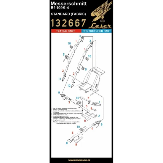 Hgw 132667 1/32 Bf109k-4 Seatbelts Textile And Photo-etched Parts