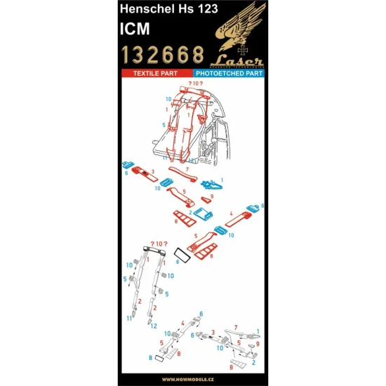 Hgw 132668 1/32 Henschel Hs 123 Seatbelts Textile And Photo-etched Parts