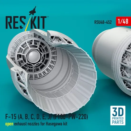 Reskit Rsu48-0452 1/48 F-15 A B C D E J F100-pw-220 Open Exhaust Nozzles For Hasegawa Kit 3d Printed