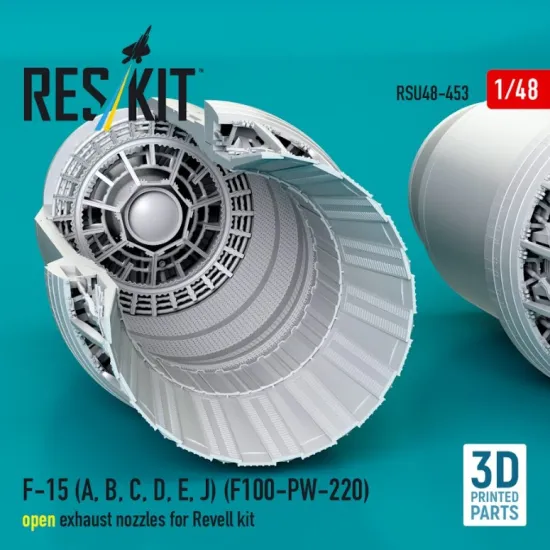 Reskit Rsu48-0453 1/48 F-15 A B C D E J F100-pw-220 Open Exhaust Nozzles For Revell Kit 3d Printed
