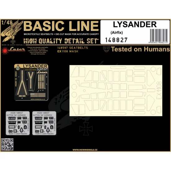 Hgw 148827 1/48 Lysander Seatbelts, Mask For Airfix Textile And Photo-etched Parts