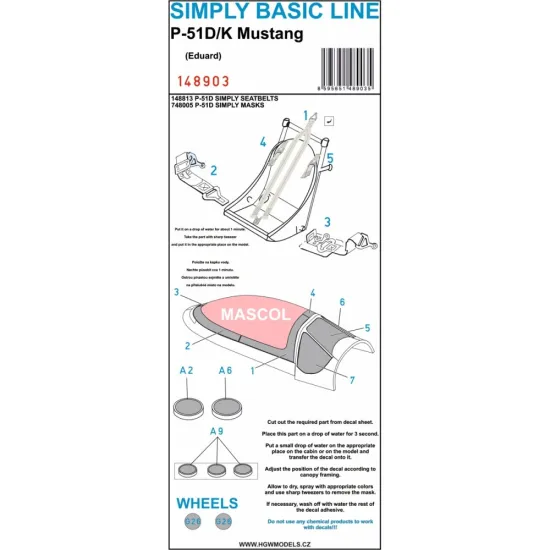 Hgw 148903 1/48 P-51d/K For Eduard Seatbelts And Mask
