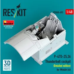 Reskit Rsu48-0495 1/48 P-47d-25 26 Thunderbolt Cockpit Detailed Edition For Miniart Kit 3d Printed