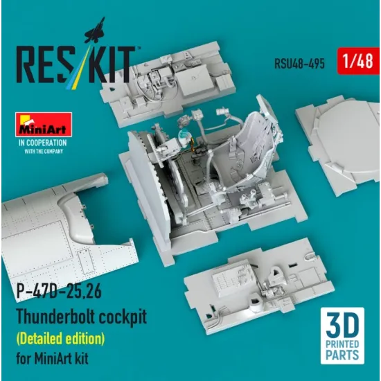 Reskit Rsu48-0495 1/48 P-47d-25 26 Thunderbolt Cockpit Detailed Edition For Miniart Kit 3d Printed