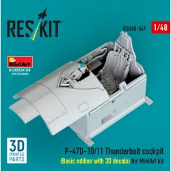Reskit Rsu48-0547 1/48 P-47d-10/11 Thunderbolt Cockpit Basic Edition With 3d Decals For Miniart Kit 3d Printed