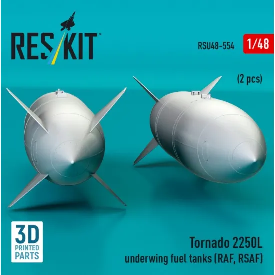 Reskit Rsu48-0554 1/48 Tornado 2250l Underwing Fuel Tanks Raf Rsaf 2 Pcs 3d Printed