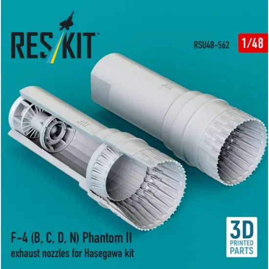 Reskit Rsu48-0562 1/48 F-4 B C D N Phantom Ii Exhaust Nozzles For Hasegawa Kit 3d Printed