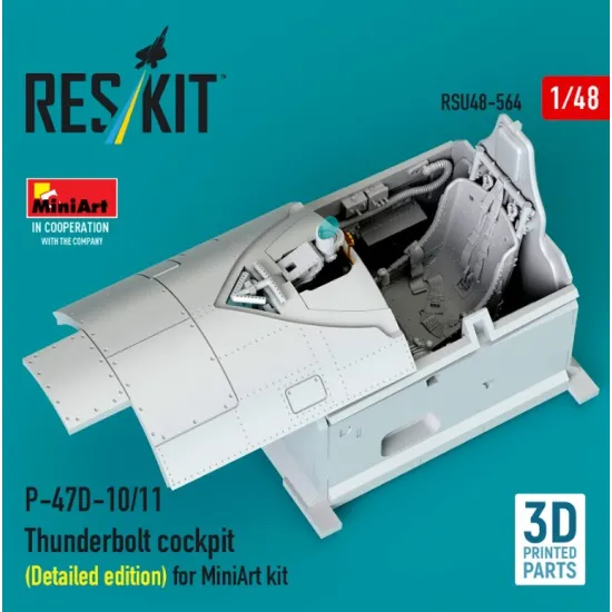 Reskit Rsu48-0564 1/48 P-47d-10/11 Thunderbolt Cockpit Detailed Edition For Miniart Kit 3d Printed