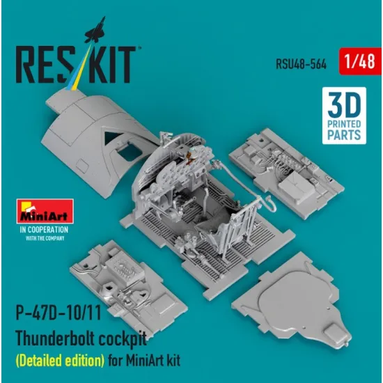 Reskit Rsu48-0564 1/48 P-47d-10/11 Thunderbolt Cockpit Detailed Edition For Miniart Kit 3d Printed