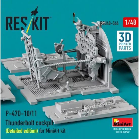 Reskit Rsu48-0564 1/48 P-47d-10/11 Thunderbolt Cockpit Detailed Edition For Miniart Kit 3d Printed