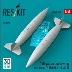 Reskit Rsu48-0565 1/48 150 Gallon Underwing Fuel Tanks 2 Pcs F-5e/F/N F-20 At-3 3d Printed