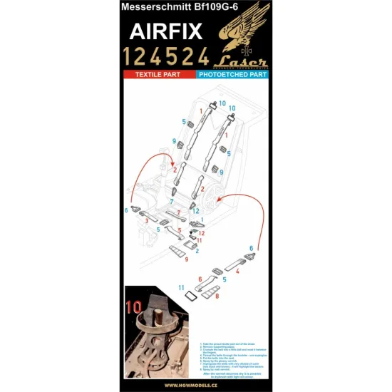 Hgw 124524 1/24 Bf109g-6 Seatbelts Textile And Photo-ethed Parts