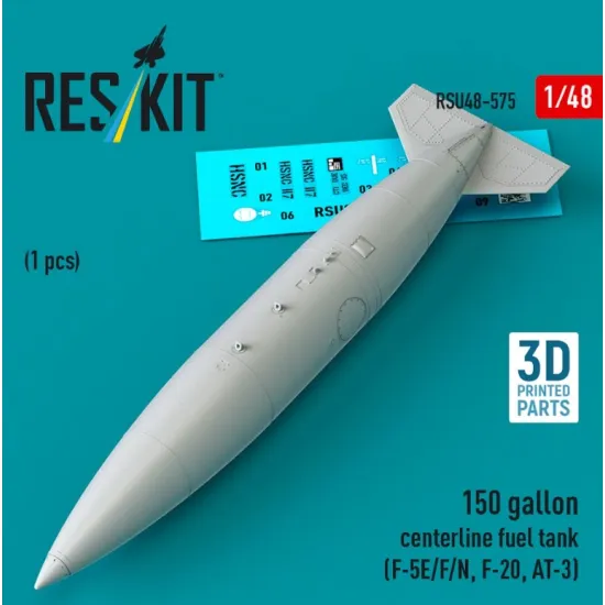 Reskit Rsu48-0575 1/48 150 Gallon Centerline Fuel Tank F-5e/F/N F-20 At-3 1 Pcs 3d Printed