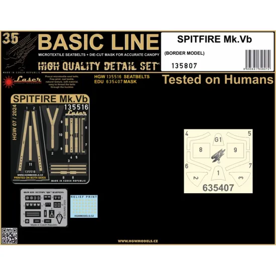 Hgw 135807 1/35 Spitfire Mk.v Seatbelts And Mask For Border Textile And Photo-ethed