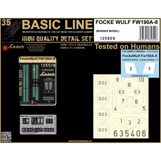 Hgw 135809 1/35 Focke Wulf Fw190a-8 Seatbelts And Mask For Border Textile And Photo-ethed