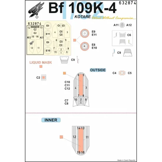 Hgw 632874 1/32 Bf109k-4 Masks Designed For Kotare
