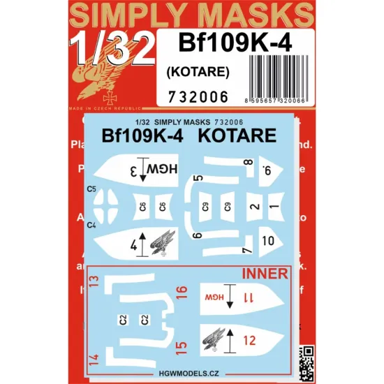 Hgw 732006 1/32 Bf109k-4 Simply Masks Designed For Kotare