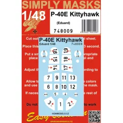 Hgw 748009 1/48 P-40e Kittyhawk Simply Masks Designed For Eduard