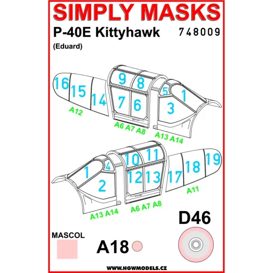 Hgw 748009 1/48 P-40e Kittyhawk Simply Masks Designed For Eduard