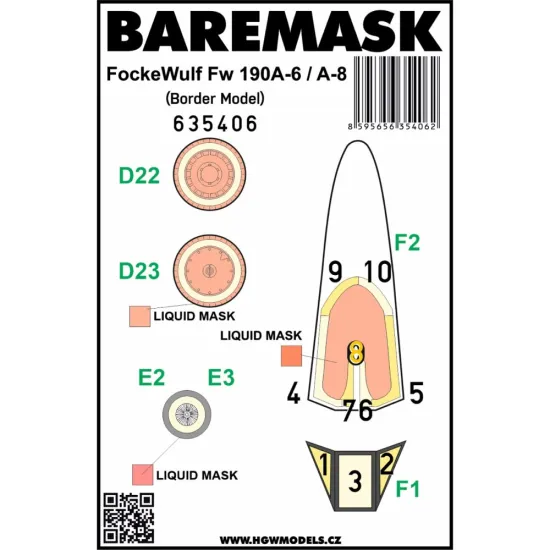 Hgw 635406 1/35 Focke Wulf Fw190a-6 / A-8 Masks Designed For Border Model
